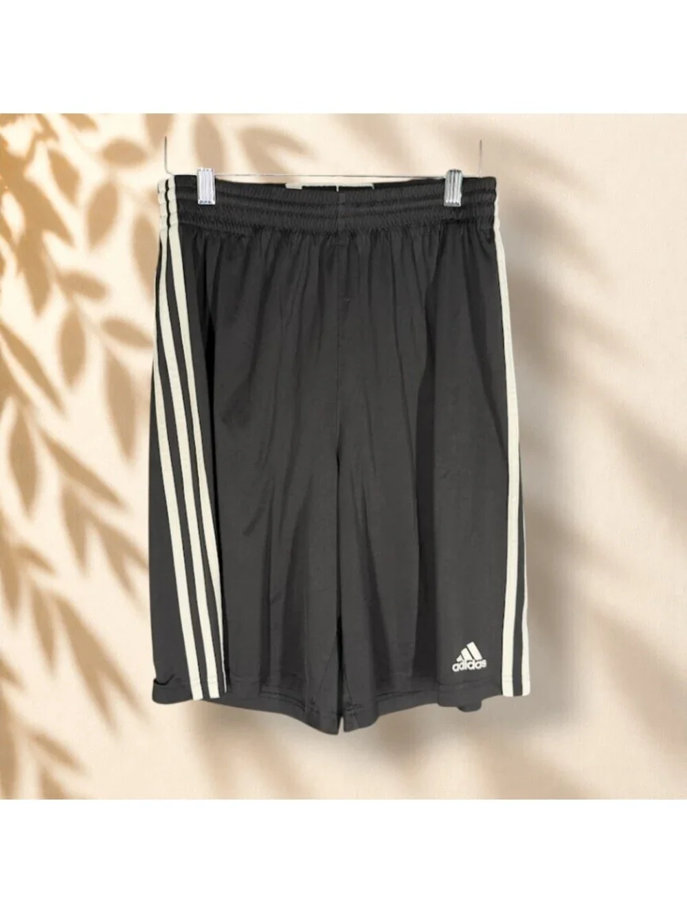 Adidas Activewear Shorts Men M Medium Black Striped Mid Rise Elastic Waist